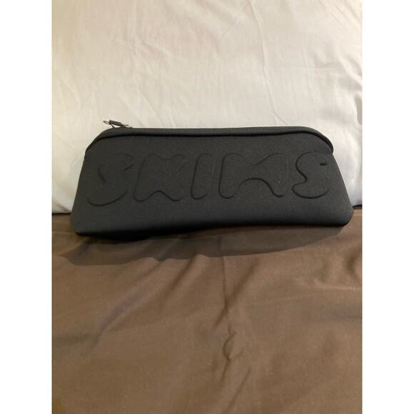 2 total SKIMS black neoprene travel pouch cases makeup lingerie bags NEW - Picture 3 of 6